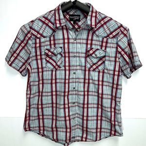 MoonShine Mens Western Short Sleeve Pearl Snap Button Down Shirt Sz 3XL B37